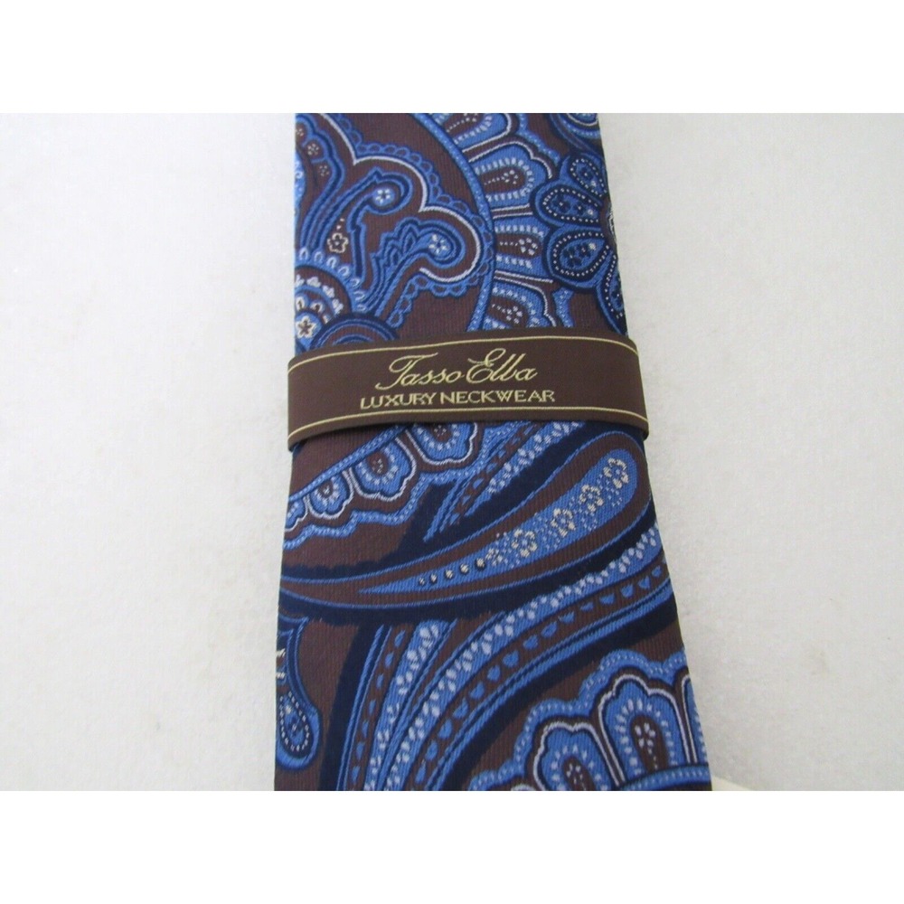 TASSO ELBA Blue Paisley Silk‎ Tie Hand Made 59"-3".1/2 NEW